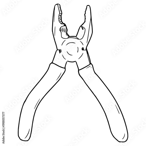 combination pliers illustration hand drawn outline vector
