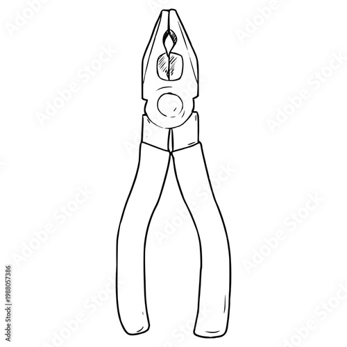 combination pliers illustration hand drawn outline vector