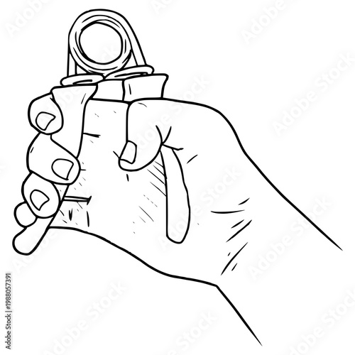 hand holding gripper illustration hand drawn outline vector