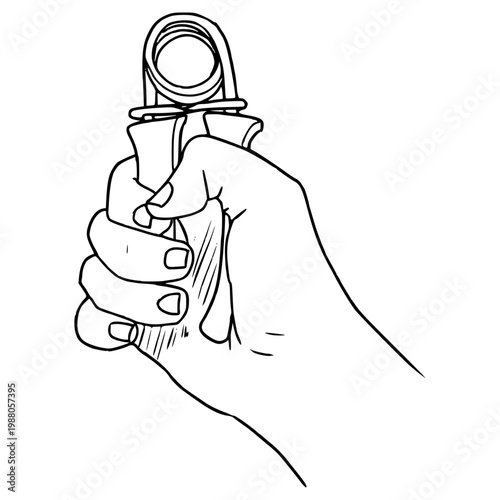 hand gripping gripper illustration hand drawn outline vector