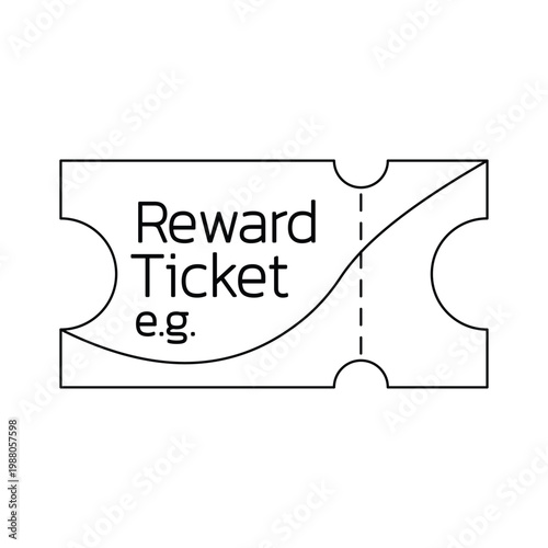 Reward ticket text icon for gift vouchers and customer appreciation programs.Editable stroke, Vector illustration, Line art Icon, Symbols.