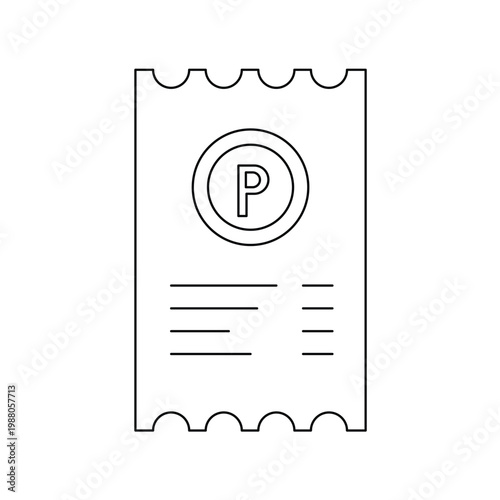 Parking ticket receipt icon line art for transport business and bill payment services.Editable stroke, Vector illustration, Line art Icon, Symbols.