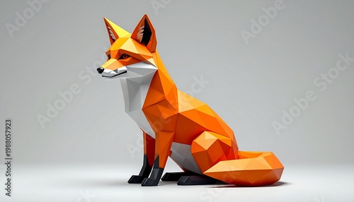 Geometric fox illustration origami style modern design for print or digital media bright colors.