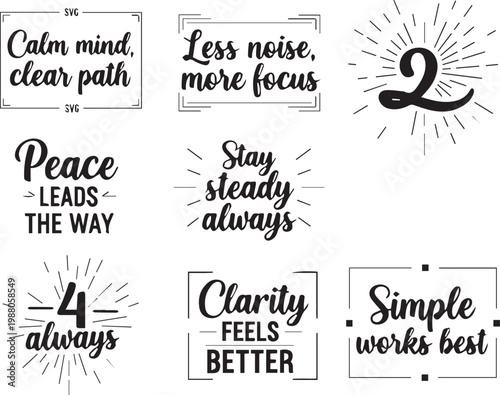 Clarity Simplicity Typography Bundle, Mindset Minimal Inspirational Lettering
