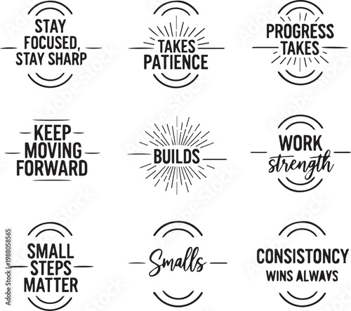 Progress Patience Growth Typography Bundle, Success Journey Inspirational Designs