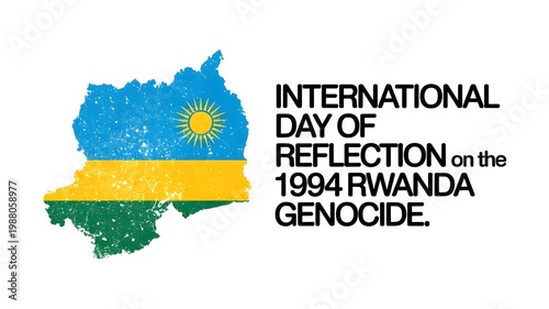 International Day of Reflection on the 1994 Genocide against the Tutsi in Rwanda poster design. United nations day, Vector, illustration. Rwanda map in blue, yellow and Green color.