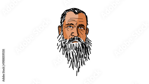 Claude Monet portrait, flat vector illustration