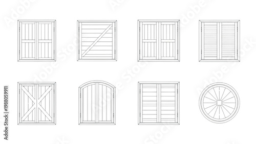 Collection of various window designs and frames, vector set
