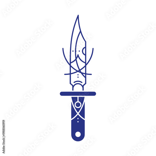 Abstract Blue Dagger Tattoo Design
