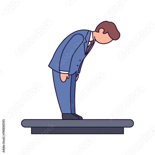 Business Man Bowing Deeply with Respect and Gratitude