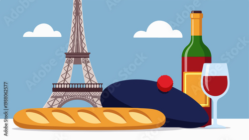 French objects and landmarks vector