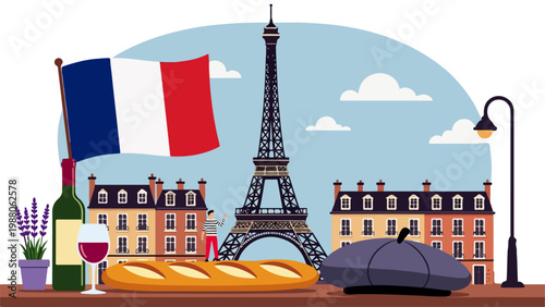 France tourism elements illustration