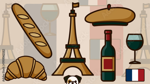 France travel illustration collection