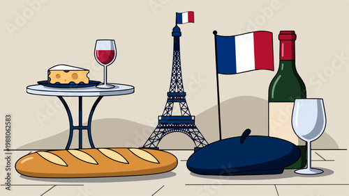 France themed icons flat design