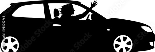 A man enjoying road trip silhouette.