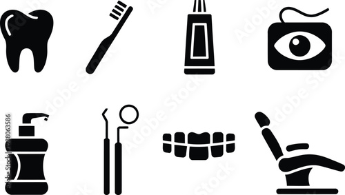 Dental hygiene icons a comprehensive set for oral healthcare and professional treatments