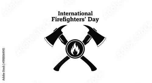 International Firefighters' Day logo with crossed axes and flame emblem