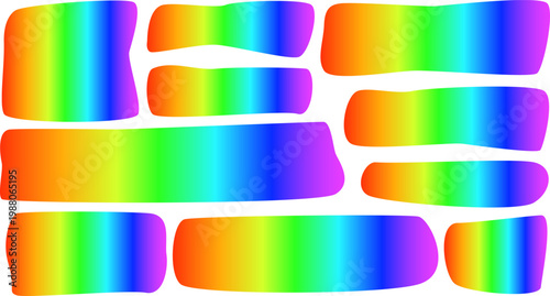 A joyful set of hand-drawn UI rectangles, each rendered in a different color of the rainbow. These versatile elements are perfect for inclusive design projects, Pride Month graphics, and adding a play