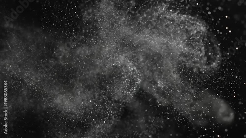 Abstract image of sparkling particles moving on dark background