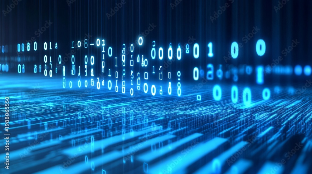Fototapeta premium Illuminated Streams of Data Flowing Through a Matrix of Bright Glowing Digits and Numbers