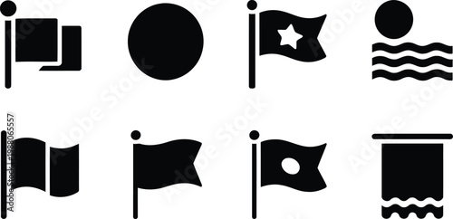 Black silhouette flags and banners icon set minimalist design elements