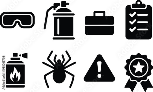 Black glyph icons set graffiti security danger and achievement symbols