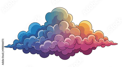 Colorful Cartoon Cloud with Gradient and Outline