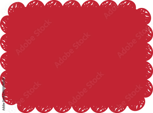 Scalloped edge frame, wavy wiggle border, label. Retro curve stamp, badge.