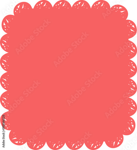 Scalloped edge frame, wavy wiggle border, label. Retro curve stamp, badge.