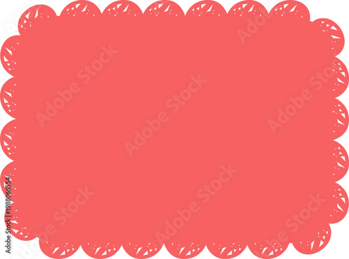 Scalloped edge frame, wavy wiggle border, label. Retro curve stamp, badge.