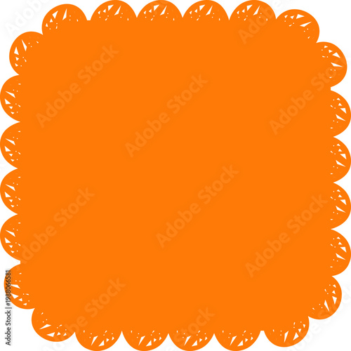 Scalloped edge frame, wavy wiggle border, label. Retro curve stamp, badge.