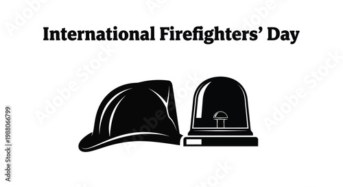 International Firefighters' Day vector graphic illustration with firefighter helmet and emergency light