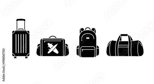Collection of Travel Luggage and Bags Icons.