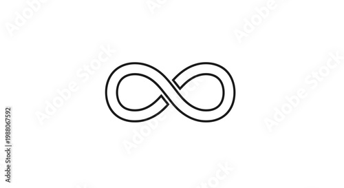 Infinity symbol, black line art, simple shape, vector icon, minimal design