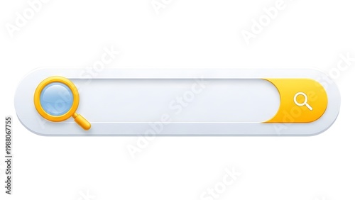 A 3D illustration of a search bar on a transparent background
