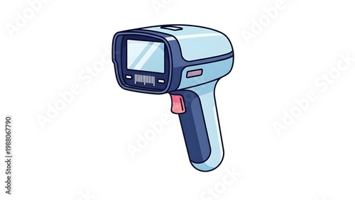A cartoon illustration of a digital infrared thermometer on transparent background