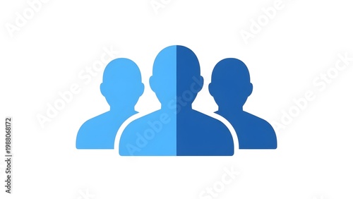 A group of three blue human silhouettes on transparent background