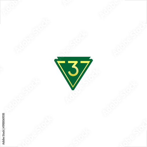 Financial security niche logo for protection industry featuring geometric shield style for corporate branding use, integrating number three and V shape to symbolize stability, elite safety, reliable