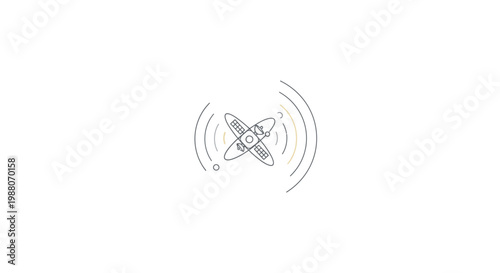 Atom Model Illustration with Orbiting Electrons and Nucleus