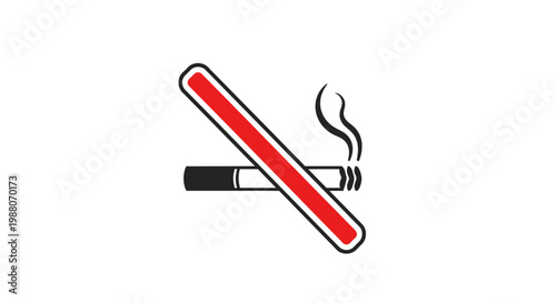 A clear graphic symbol indicating no smoking with a lit cigarette crossed out by a red line on a white background.