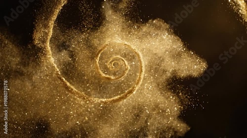 Golden spiral design in sand.
