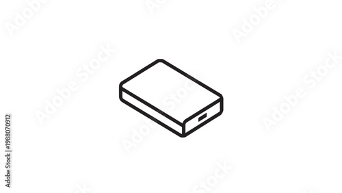 Minimalist External Hard Drive Icon Black and White Line Art Portable Storage Device Vector Illustration