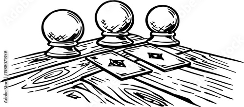 SVG spooky cryptid monsters in occult style tattoo design vector. Vintage Styled Drawing of Board Game Pieces and Playing Cards