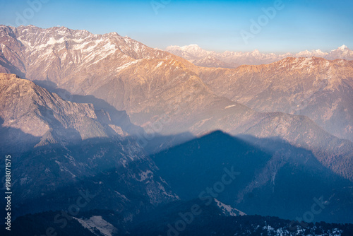 Photography A serene mountain landscape with snow-capped peaks near Tungnath temple, Uttarak