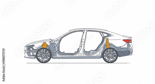 Automotive Chassis Structure Illustration - Vehicle Body Framework