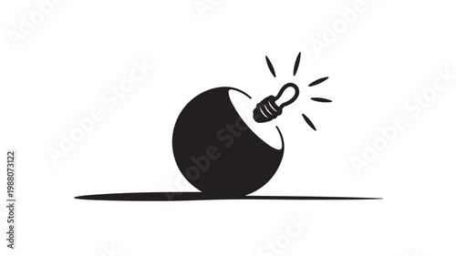 Bomb Icon with Lit Fuse Vector Illustration for Crisis Management and Risk Concepts