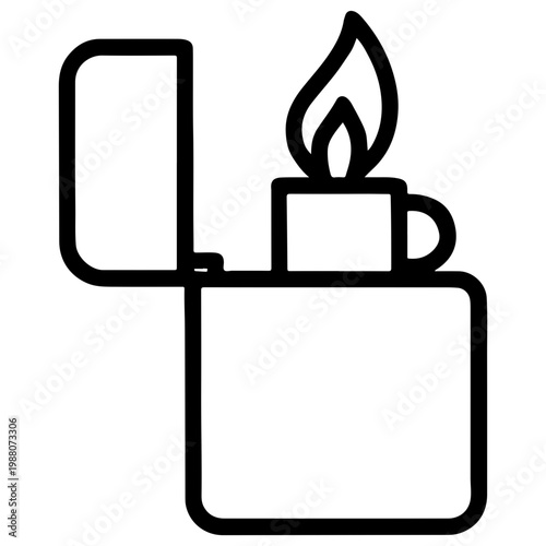 Lighter with flame fire burning ignition