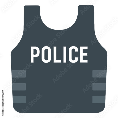 Dark gray police bulletproof vest with white text body armor