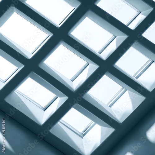 Geometric ceiling design with natural light and shadows