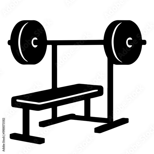 Bench press machine with barbell weightlifting gym equipment